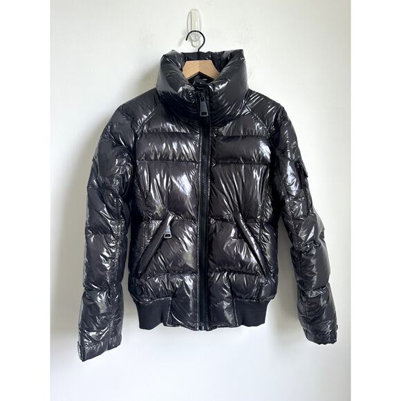 SAM Freestyle Bomber Jacker Puffer Black Shiny Size Medium - Picture 1 of 12